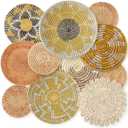 Tatuo 11 Pcs Boho Wall Basket Decor Bulrush Woven Wall Hanging Art Round Farmhouse Rustic Handmade Wicker for Summer Home, Bedroom, Living Room, Kitchen Decorations, Multi Sizes(Lively)
