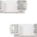TANLUX LED Emergency Lights with Battery Backup, Two Head Adjustable Commercial Emergency Lights, UL Listed, AC 120/277V, Hardwired Exit Light Fixtures - 2 Pack (White)