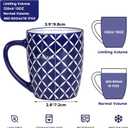 Schliersee 18 OZ Large Coffee Mugs Set of 6, Ceramic Mug for Man Woman, Blue White Geometric Floral Porcelain Cup for Latte, Tea, Cappuccino, Mocha, Cocoa, Housewarming Wedding Mug Present