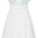 GRACE KARIN Girls Sequin Dress Party Birthday Prom Formal Fancy Midi Dress 5-12 Years (White)