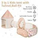 3 in 1 Kids Play Tent with Tunnel, Pop Up Play Tent with Ball Pits for Toddlers and Playhouse Kids Indoor & Outdoor, Perfect Kid’s Gifts