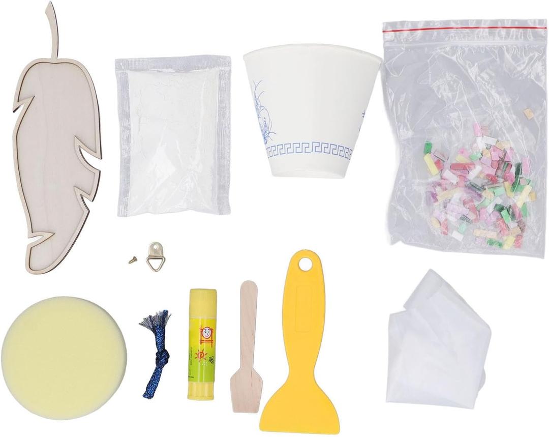 DIY Mosaic Tiles Multipurpose Hand Crafted Innovative Feather Shape Mosaic Tiles Kit for Crafts for Adults Kids (Feathers Pattern)