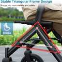MAXWALK Rollator Walker with Seat, Tall Walkers for Seniors, 12" Big Rubber Wheels All Terrain Rollator Walker with Backrest, Built-in Cable, Foldable and Dual Adjustable Height for 5.3-7ft, Black