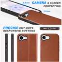 SHIELDON Wallet Case for iPhone 17e & 16e 6.1", Genuine Leather Wireless Charging Detachable Magnetic RFID Blocking Credit Card Holder Kickstand Cover Compatible with iPhone 16e - Saddle Brown