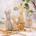 4 Pieces Easter Rustic Bunnies, Farmhouse Easter Decor Bunny Stuffed Fabric Rabbit Spring Decor for Easter Home Desk Counter Tiered Tray Basket Bowl Fillers Rabbit Collections