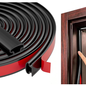 Black Rubber Weather Stripping Door Seal Strip, D Shape Door Weather Seal Strip, SelfAdhesive Soundproofing Frame Insulation Tape for Doors Frame/Window Seal,Blocks Cold Drafts Noise