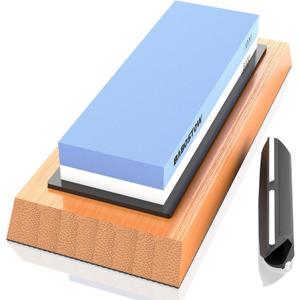Premium Whetstone Knife Sharpening Stone 2 Side Grit 1000/6000 Waterstone- Whetstone Knife Sharpener- NonSlip Bamboo Base & Angle Guide
