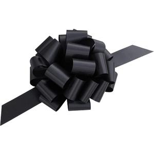 Large Black Ribbon Pull Bows - 9" Wide, Set of 6, Halloween Decor, Christmas, Funeral, Mourning, Fundraiser, Reception, Anniversary, Decoration, School, Office