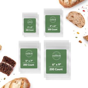 Assorted Resealable Plastic Bags 600 Pack  Clear Reclosable Variety Pack (3 x 5, 4 x 6, 5 x 7, 6 x 9 Inch) with Zipper Seal for Crafts, Small Parts, Jewelry, Treats, Party Favors