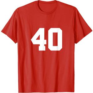 Number 40 (on Front / Back) Sports Team Jersey Number T-Shirt, S