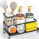 Cisily Sink Caddy Sponge Holder for Kitchen with Brush Holder and Stainless Steel Self Drain Tray, Rustproof Kitchen Sink Organizer for Sponge, Soap Dispenser Storage Accessories