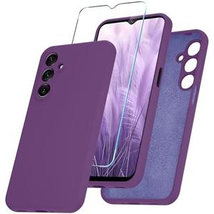 YENAPOON for Samsung Galaxy A16 5G Case, Silicone Phone Case with 1 Screen Protector, Soft Anti-Scratch Microfiber Lining, Full Body Shockproof Slim Cover, Purple