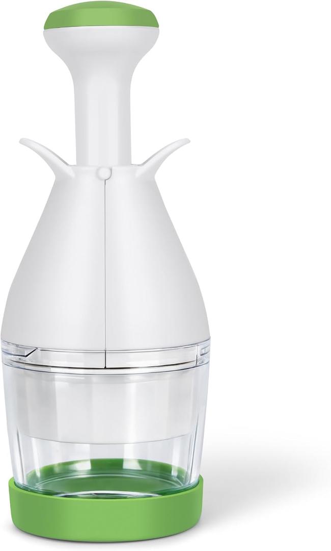 IVYROLL Vegetable Chopper, Manual Food Chopper for Onion, Garlic, Nuts and Veggies, Hand-Powered Vegetable Cutter, Dishwasher Safe, Stainless Steel Blades