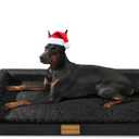 Patas Lague Orthopedic XL Dog Bed Large Sized Dog 48''X30'', Waterproof L Bolster Big Pet Sofa Beds with Removable Washable Cover, Soft Comfortable Pet Couch Crate Mat with Nonskid Bottom, Black