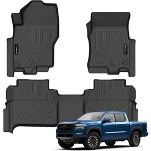 Auxko All Weather Floor Mats Fit for Nissan Frontier 2026 2025 2024 2023 2022 Crew Cab(Not for 2nd with Under Seat Speaker) TPE Liners Frontier Set All Season Odorless Anti-Slip