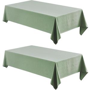 2 Pack Rectangle Tablecloth, 52x70 inch, Water Resistant Wrinkle Free Linen Textured Table Cloth Washable, Decorative Fabric Table Cover for Dining, Party and Camping, Sage Green