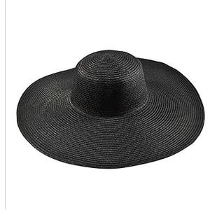 Women Wide Brim Straw Hat Travel Foldable Cap Sun Hat Summer Beach Sun Hat Holiday Swim Garden Straw Hat (Black)