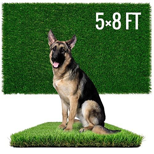 Sunturf Dog Pee Grass, Artificial Grass for Dogs, Fake Grass for Dogs Potty Training, Extra Large Dog Pads 5x8ft , Housebreaking Supplies, Indoor Outdoor Turf Grass, Washable Reusable