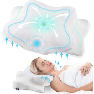 DONAMA Cervical Pillow for Neck and Shoulder Pain Relief, Cooling Contour Memory Foam Pillow, Ergonomic Neck Support Pillow for Side Back Stomach Sleepers with Removable Pillowcase Pure White