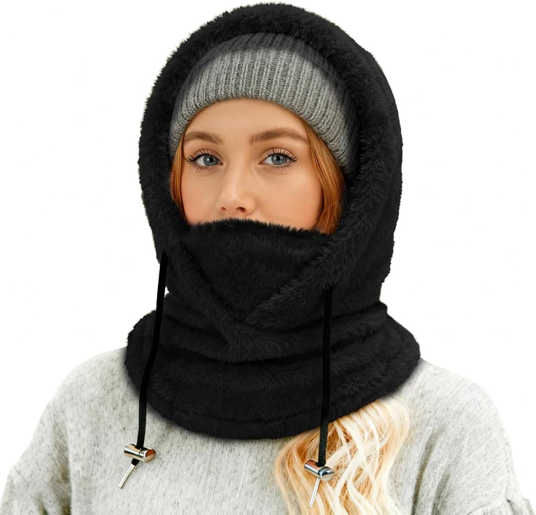 YESLIFE Balaclava Ski Mask for Men, Summer Face Mask for Motorcycle Helmets, Dirt Bike Accessories Neck Gaiter, Bandanas (Fleece Thermal-black)
