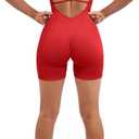 SUUKSESS Women Strappy Romper Seamless Jumpsuit Tummy Control Padded Sports Bra (Medium, 11 Red)