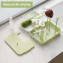 6 in 1 Baby Traveling Set Includes Straw Cleaner, Silicone Brush, Nipple Brush, Soap Dispenser, Drying Rack + Tray and Bottle Clip, Brush Washer, Newborn Essentials, Girl and Boy Gifts, Green