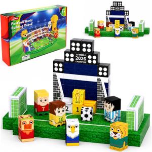Vodolo 2026 World Cup Gift,142PCS Mini Magnetic Building Blocks with Light Up Blocks for Kids Adult