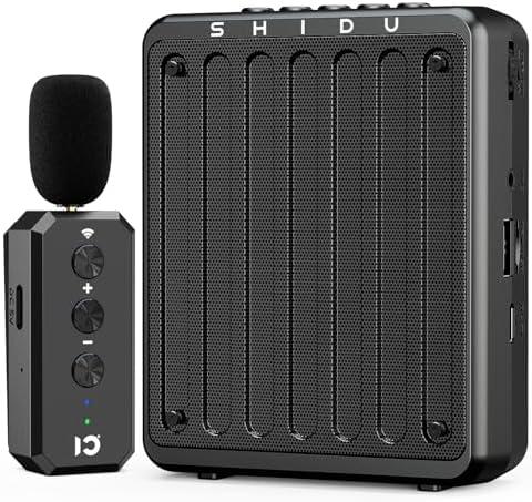SHIDU 20W Voice Amplifier Wireless Lavalier Microphone Bluetooth Voice Amplifier for Teachers Portable Microphone with Speaker for Classroom,Speech, Meeting,Yoga,Outdoors
