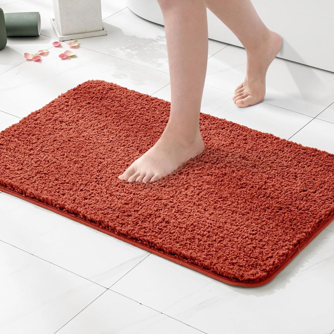 MIULEE Rust Bathroom Rugs Non Slip Bath Mat 24'' x 40'' Shaggy Soft Bath Rug Plush Microfiber Absorbent Water for Shower Tub Machine Washable (24x40 Inches)