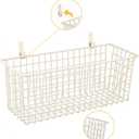2 Sets Extra Large Hanging Wall Basket, White Metal Wire Baskets with Steel Hooks for Organizing, WallmountedFruit Vegetable Toy Snack Storage, Home Kitchen Bathroom Laundry Pantry Organizer