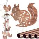 Squirrel Wind Chimes Outdoor Decoration for Women Men Mom Wife Grandma Birthday Gifts Memorial Metal Squirrel Wind Chimes for Outside Indoors, Lawn, Patio, Home, Porch, Yard Decor, Garden Decor