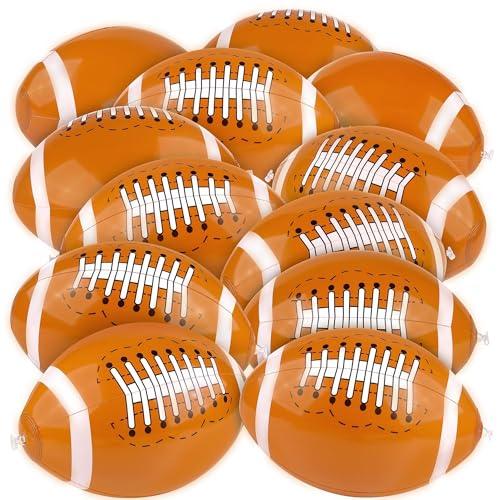 durony 12 Pieces Inflatable Football Beach Balls 11 Inch Blow Up Football Bouncing Sports Ball Bouncy Toy Favors for Sports Games, Birthday, Summer Pool Beach Party Decorations