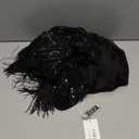 Cololura Elegant Women Sequin Short Sleeve Tassel Bodycon Midi Dress Party Evening Gown Formal Dress (Medium, Black)