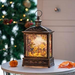 Christmas Snow Globe Lantern Water Glittering Churches & Holy Family with Music& Timer, USB Lined/Battery Operated Lighted Lantern for Christmas Festival Decoration Gifts