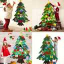 2 x Montessori Felt Christmas Tree for Toddlers, 3ft DIY Felt Christmas Tree Set, Including 32 Decorative Items and LED Lights  Suitable for bedrooms,Door Wall, Window Decor Hanging Decorations