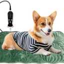 Quwzayail Pet Heating Pad for Cats Waterproof 9 Gears and time Settings Switch, Adjustable Heated Cat Bed, Adding Wire Rope Wires Cat Warming (22.0" L x 18.0" W x 0.5" Th, Green)