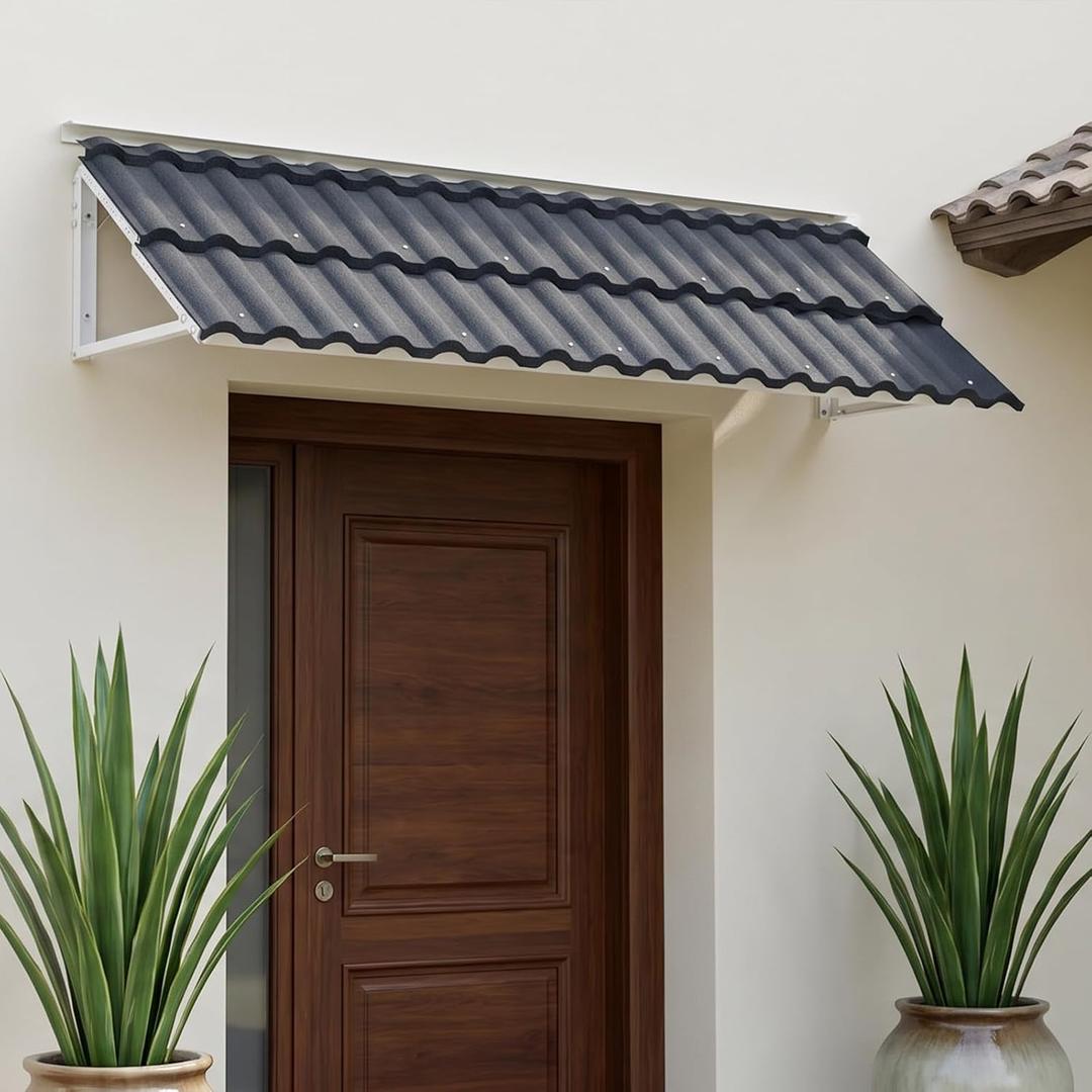100"x31" Aluminum Door Awning, 6-Level Adjustable Window Canopy