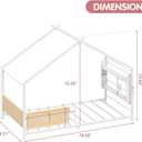Timy House Shape Twin Size Montessori House Bed with 2 Tier Wood Bookshelf