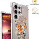 Compatible with Samsung Galaxy S24 Ultra Case Cute Clear for Women,Cool Transparent Silicone Phone Cases Cover - Orange Dreamcatcher Flowers