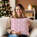 Pink Christmas Berry Botanical Pillow Covers 18x18, Preppy Christmas Decor, Holiday Winter Xmas Flower Decorative Throw Pillow Covers for Couch Sofa Bedroom Living Room Home