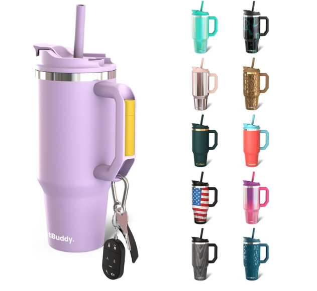 Frost Buddy Thicc Buddy - 16 oz Stainless Steel Vacuum Insulated Tumbler with Lid and Straw for Water - Travel Mug Cupholder Friendly - Gifts for Women Men Him Her (Lavender fields)