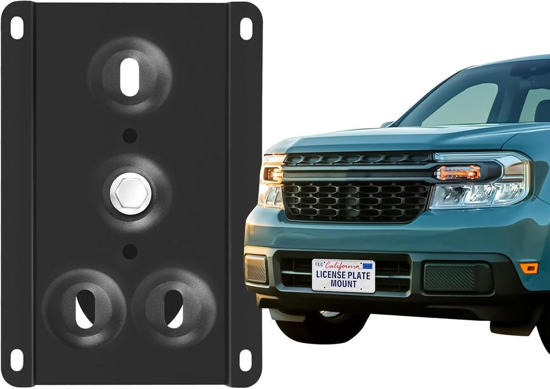No Drill Front License Plate Bracket Holder Compatible with Ford Maverick 2022-2024, Rust-Proof License Plate Mount Adapter, Bumper Grille Car Tag Frame with Anti-Theft Screws Accessories