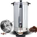HOMOKUS Commercial Coffee Urn,16.5L Large Coffee Maker with Drip Tray,110 Cup Double Wall Stainless Steel Drink Coffee Dispenser,1500W Quick Brew Electric Coffee Percolator for Party Restaurant
