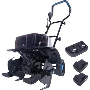 40V Cordless Tiller Cultivator,16 Huge SteelTines Garden Tiller,8.6 inch Wide BatteryPowered Garden Cultivator,(2 4AH Battery andCharger Included)