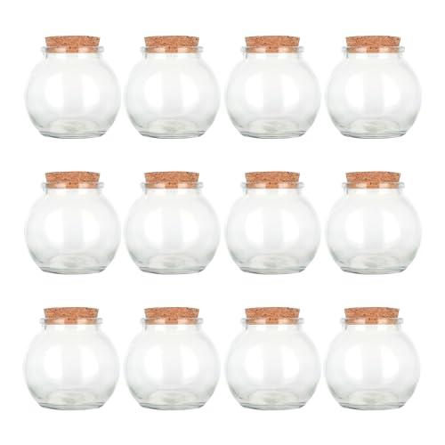 Magic Season Decorative Glass Bottles with Cork Stoppers (3.3 fl oz. Spherical Bottles / 60 Pcs)