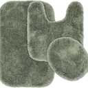 Garland Rug Finest Luxury Deep Fern Green 3-Piece Set Ultra Plush Washable Bath Rug Set - Soft, Absorbent, And Stylish For Your Bathroom