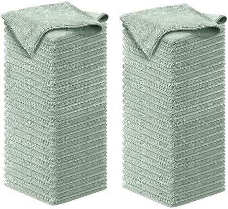 USANOOKS Microfiber Cleaning Cloth - Sea Green - 100Pcs (12.5x12.5 inch) High Performance - 1200 Washes, Ultra Absorbent Car Towel Traps Grime & Liquid for Streak-Free Mirror Shine - car Washing cloth