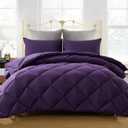 Decroom Lightweight King Comforter Set with 2 Pillow Sham - 3 Pieces Set - Quilted Down Alternative Comforter/Duvet Insert for All Season - Purple - King Size