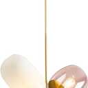 KCO Lighting Modern Colorful Pendant Light Gold Globe Pendant Lighting Stained Glass Balloon Chandelier Light Fixture Colored Glass Pendant Lights Kitchen Island for Kids Room