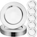 Vesici 12 Pcs Silver Stainless Steel Charger Plates 13 Inch Round Metal Charger Plates Bulk Mirror Elegant Charger Luxury Table Decor for Wedding Dinner Party
